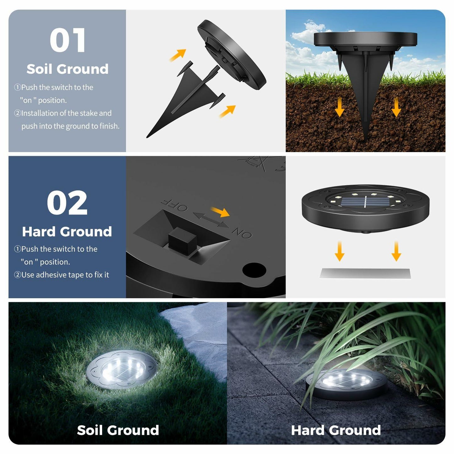 Brightown Solar Lights Outdoor Waterproof LED In-Ground Cold White 12 Pack