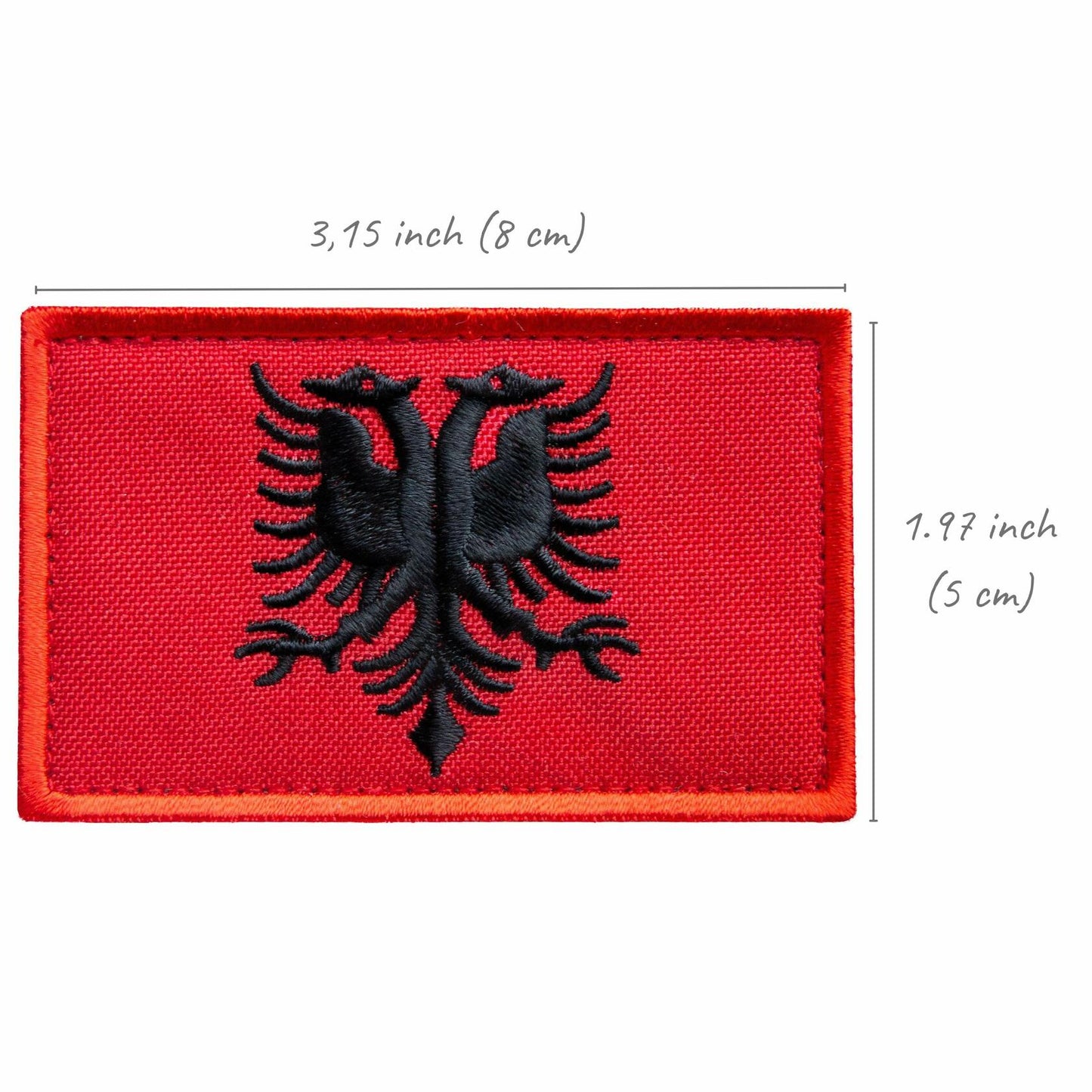 Bluyellow Albania Flag Embroidered Patch 2 Pcs 2x3 Inches Tactical Hook Loop
