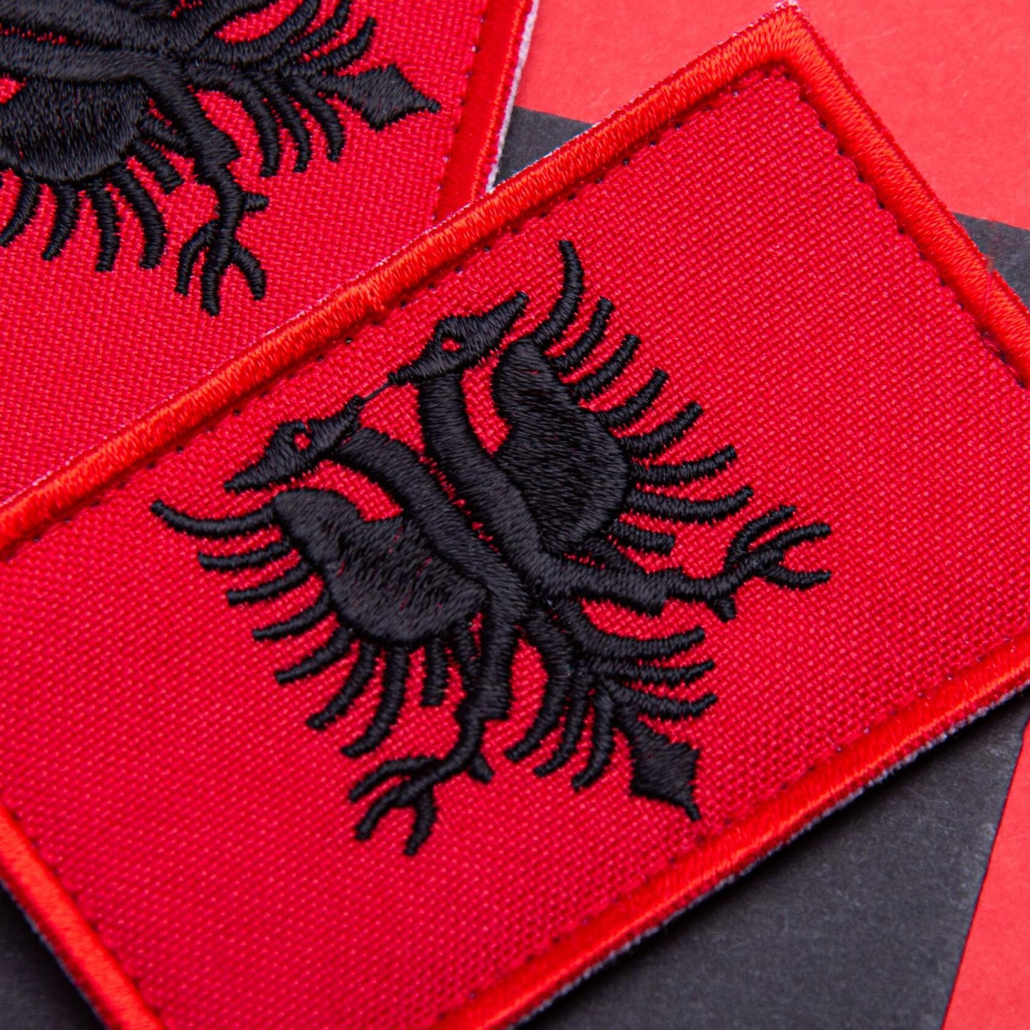 Bluyellow Albania Flag Embroidered Patch 2 Pcs 2x3 Inches Tactical Hook Loop