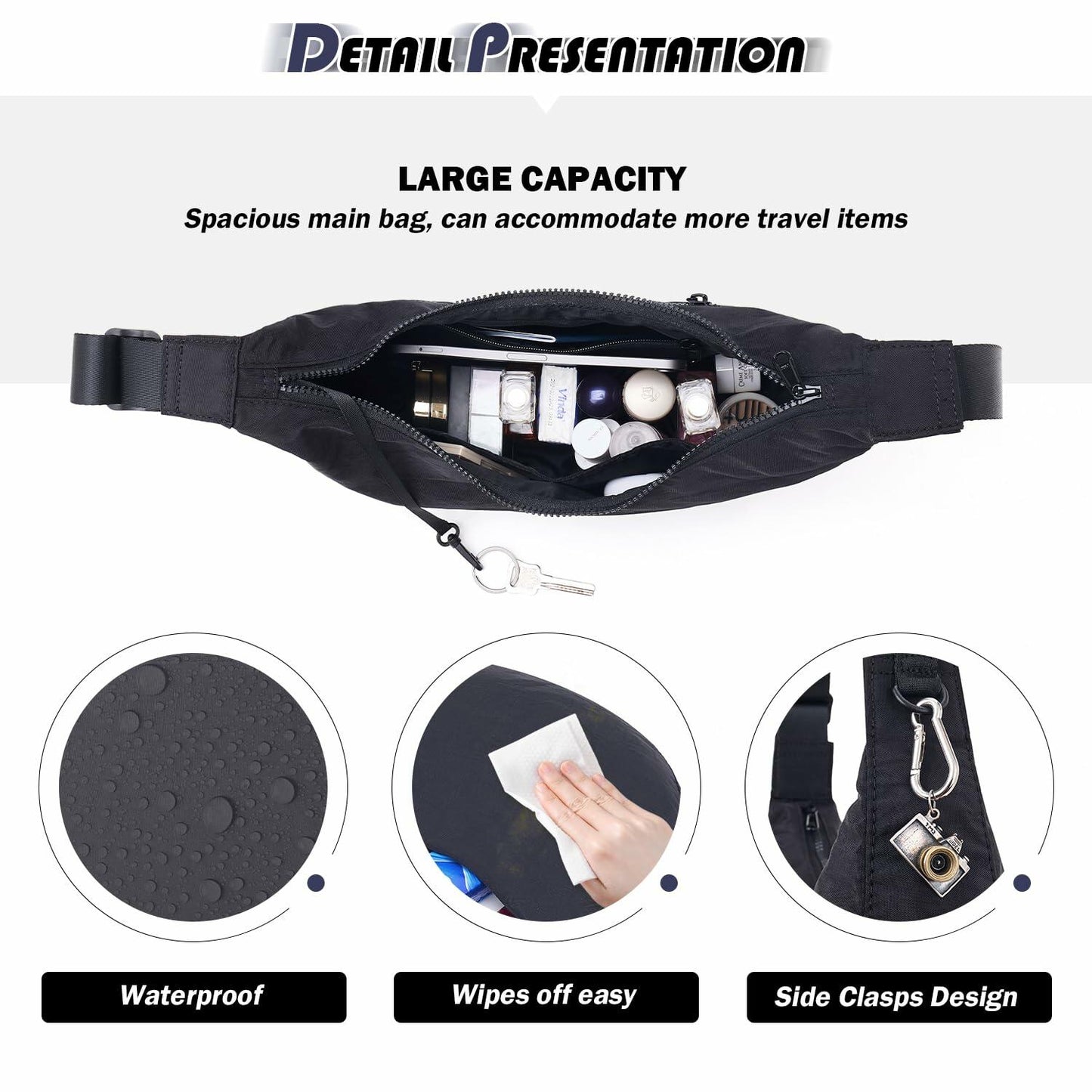 ATERITSSI Nylon Crescent Shoulder Crossbody Bag Adjustable Strap