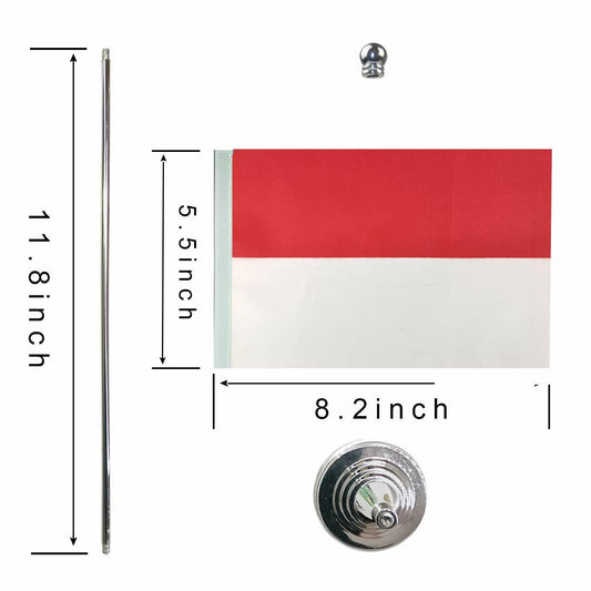 GentleGirl.USA Indonesia Mini Table Flag with Stand Small Stick Red White