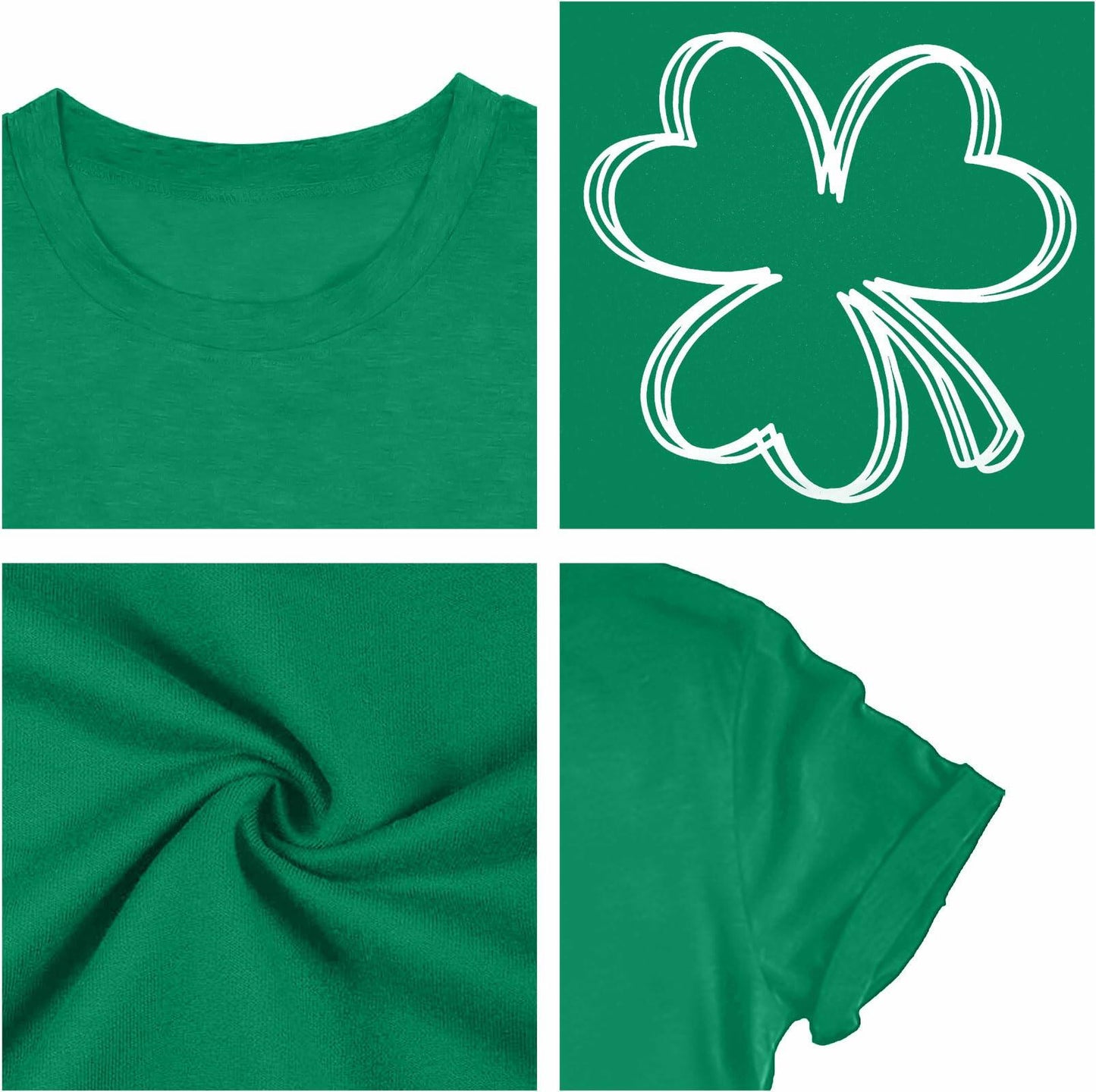 Plus Size St. Patrick's Day Lucky Shamrock Tee Shirt Women Green Size 2XL