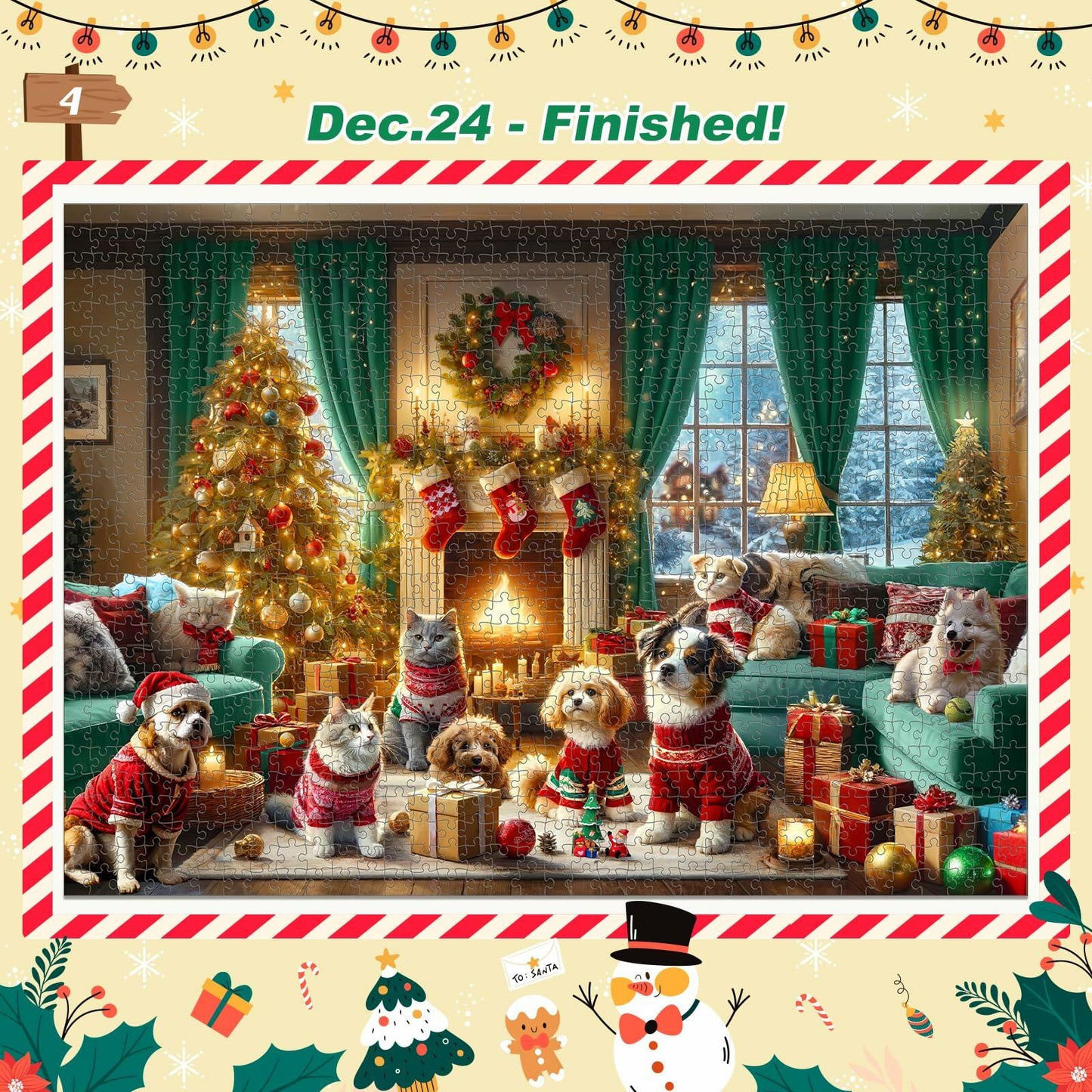 Jigsaw Puzzle Advent Calendar 2024 1008 Pieces 24 Boxes Pets Christmas Photo
