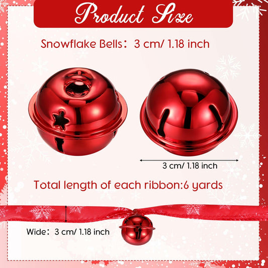 Jutom 2 Pack 6 Yards Burlap Christmas Garland with Jingle Bells Red Black