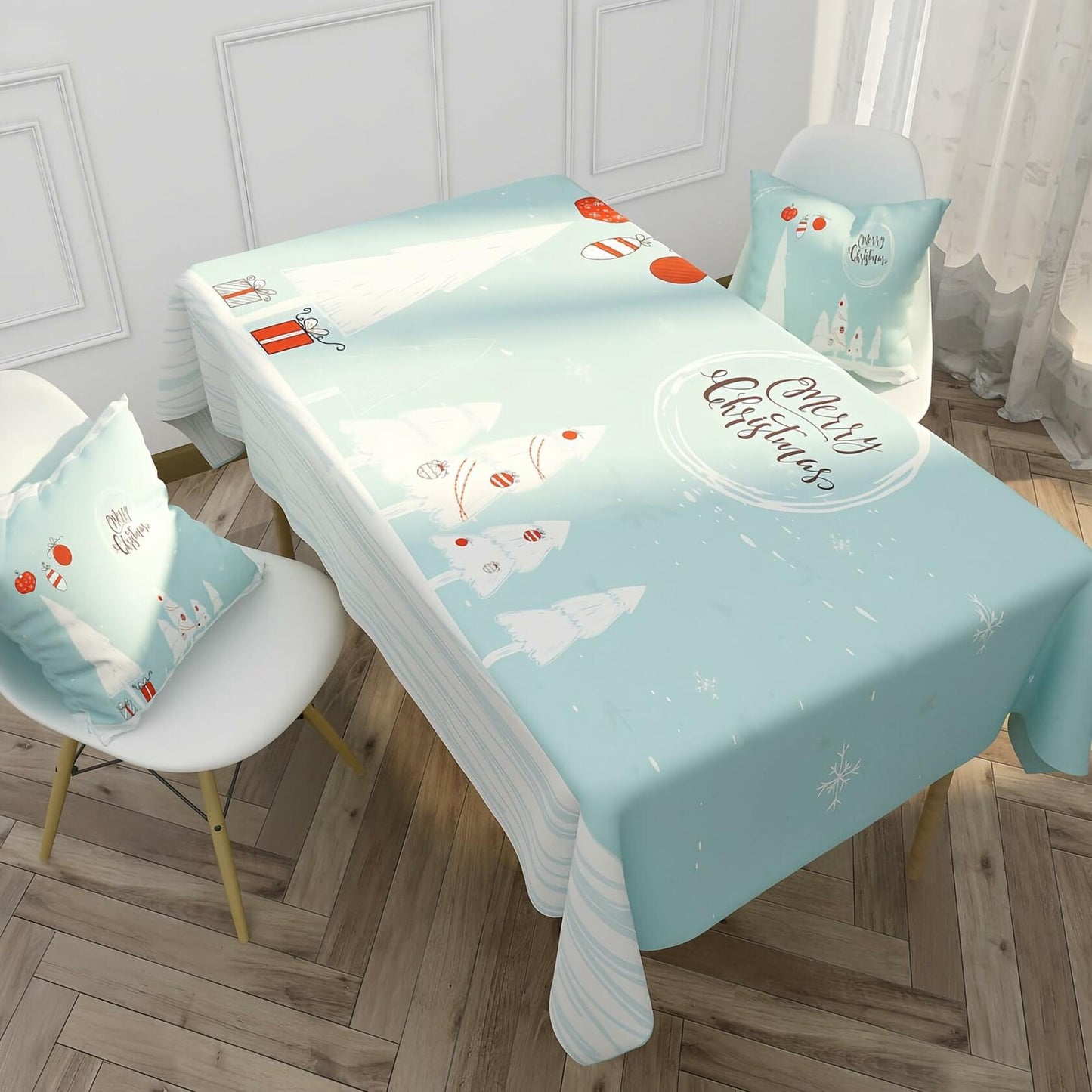 Gimvehhi Christmas Table Cloth Blue 55x70 inch M