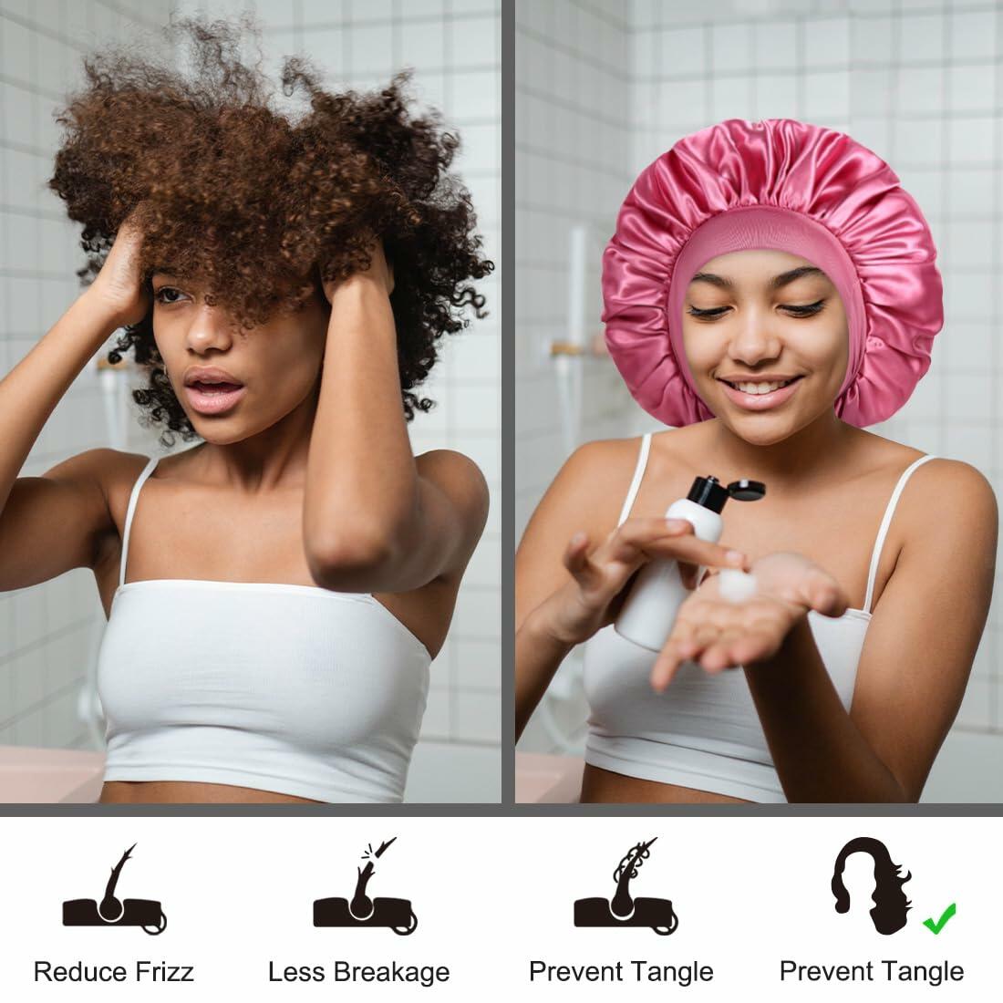 Silk Bonnet Satin Hair Bonnet for Black Women Champagne Color