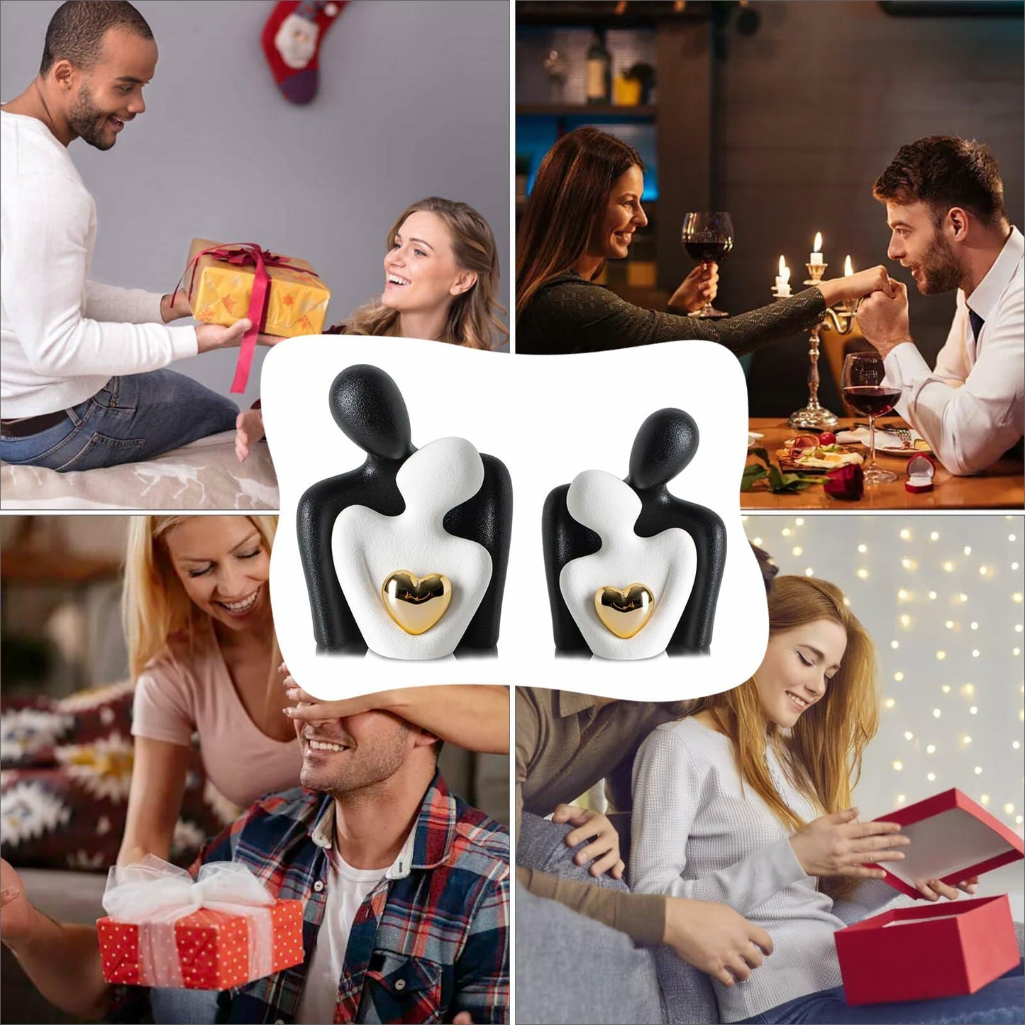 LCCCK Porcelain Couple Statue Romantic Anniversary Figurine TV Stand Decor