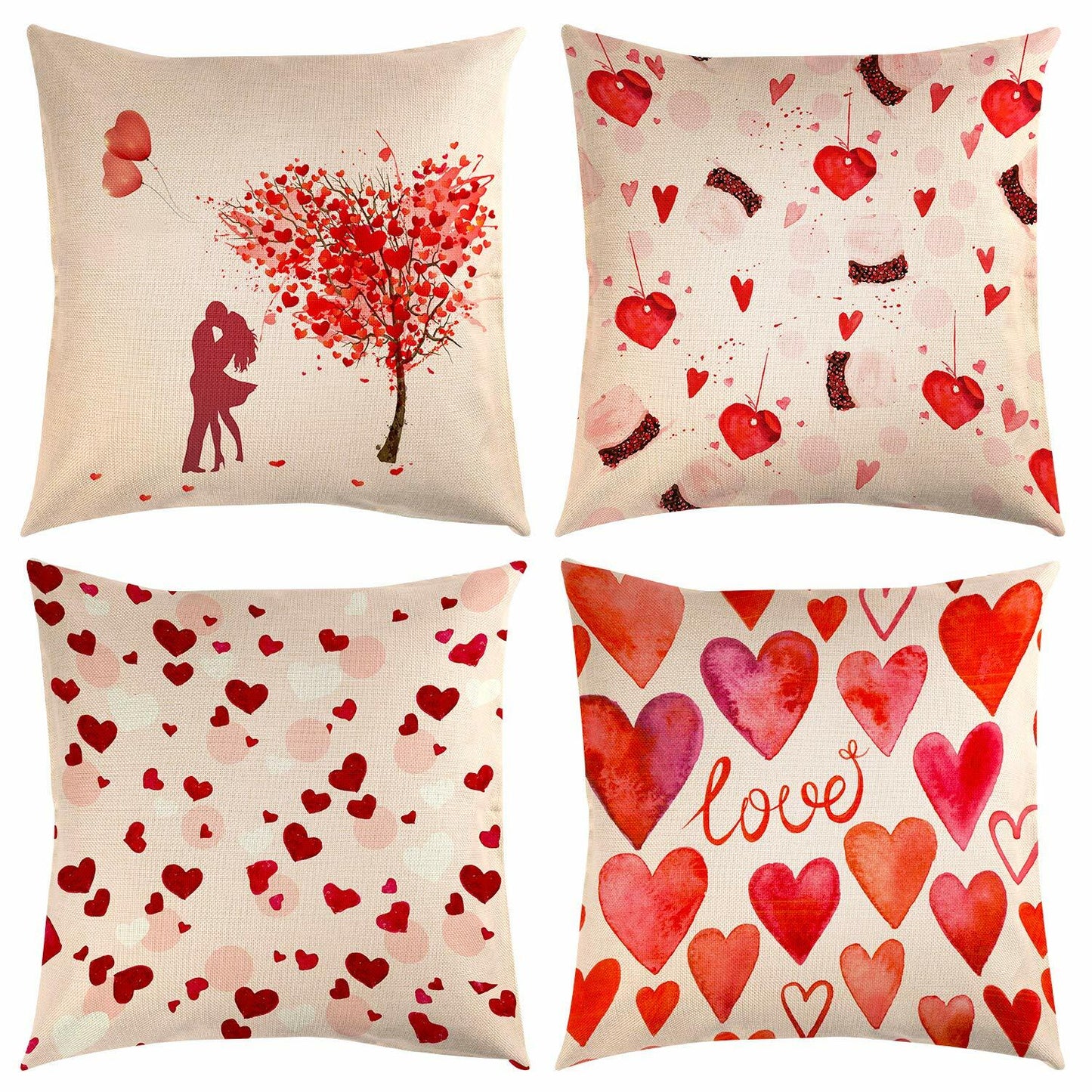 TUPARKA Valentine's Day Throw Pillow Covers 18x18 Inch 4 Pack