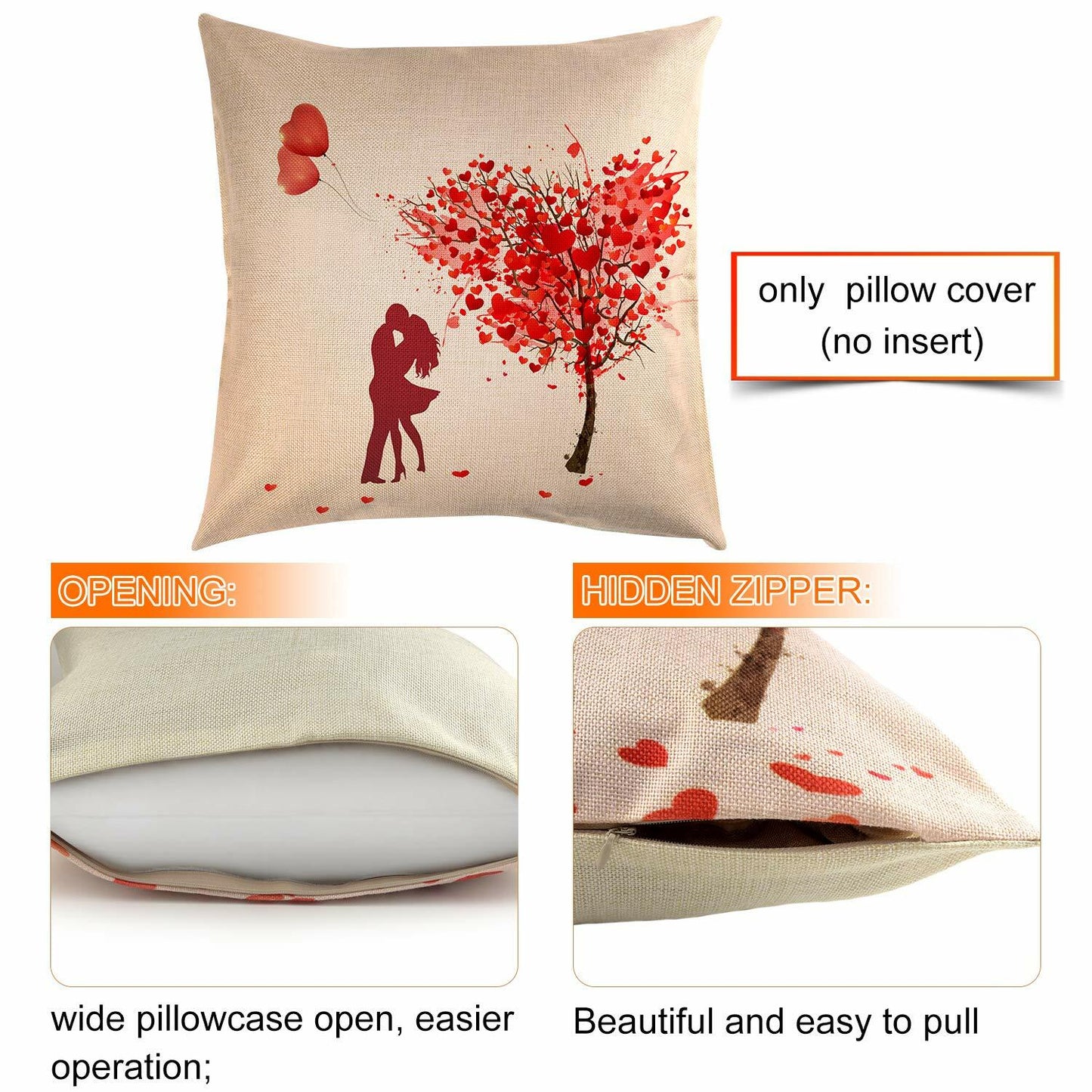 TUPARKA Valentine's Day Throw Pillow Covers 18x18 Inch 4 Pack