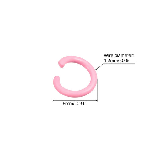 uxcell 8mm Open Jump Rings Carbon Steel Pink 80Pcs DIY Craft Connectors