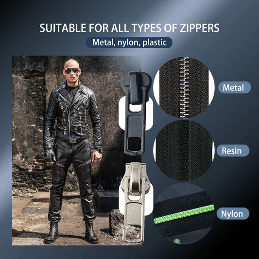 YAFIYGI 12PCS Zipper Replacement Kit Metal Plastic Nylon Coil Repair