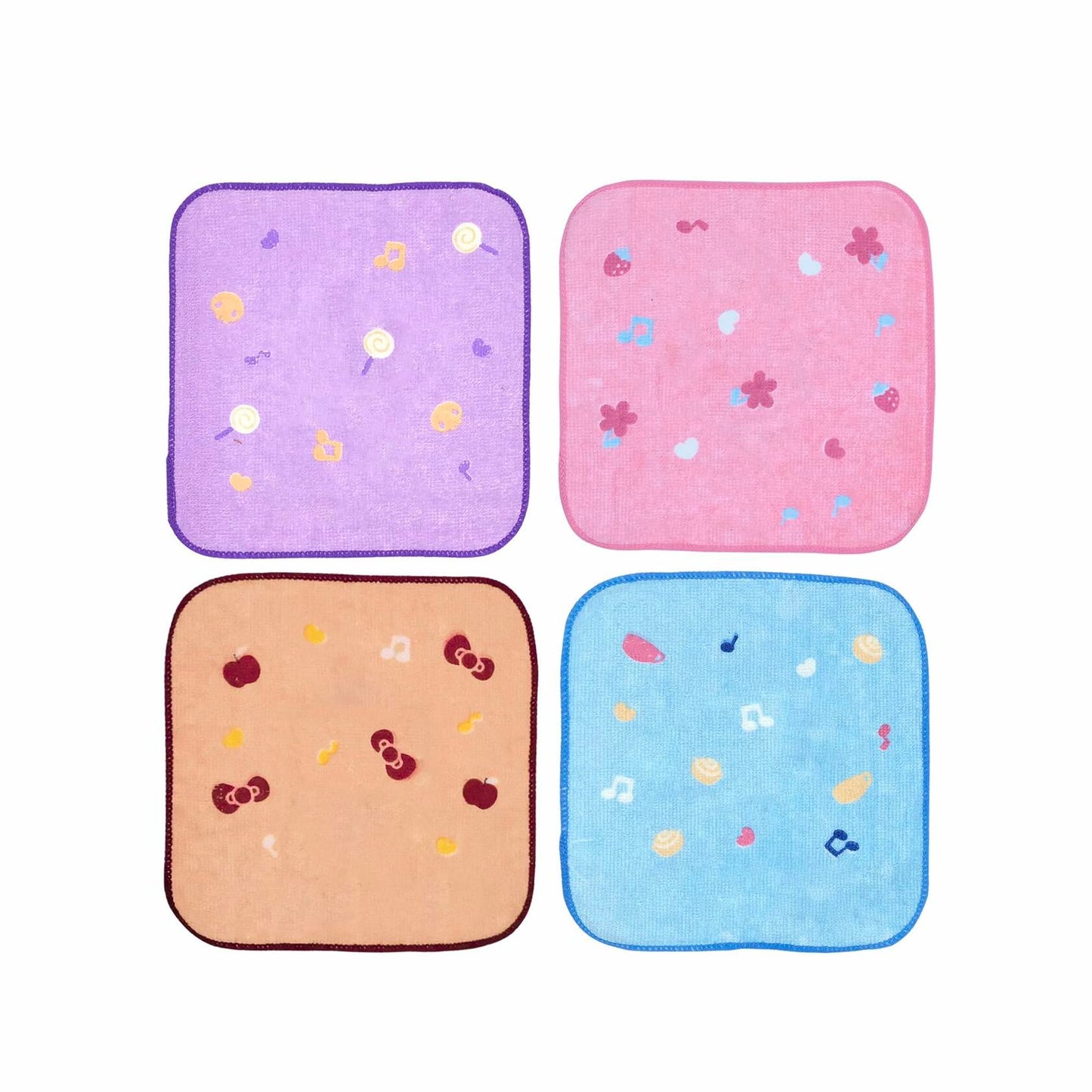 4pcs Mini Handkerchiefs 6.3"x6.3" Cute Cartoon Quick Dry Soft Men Women