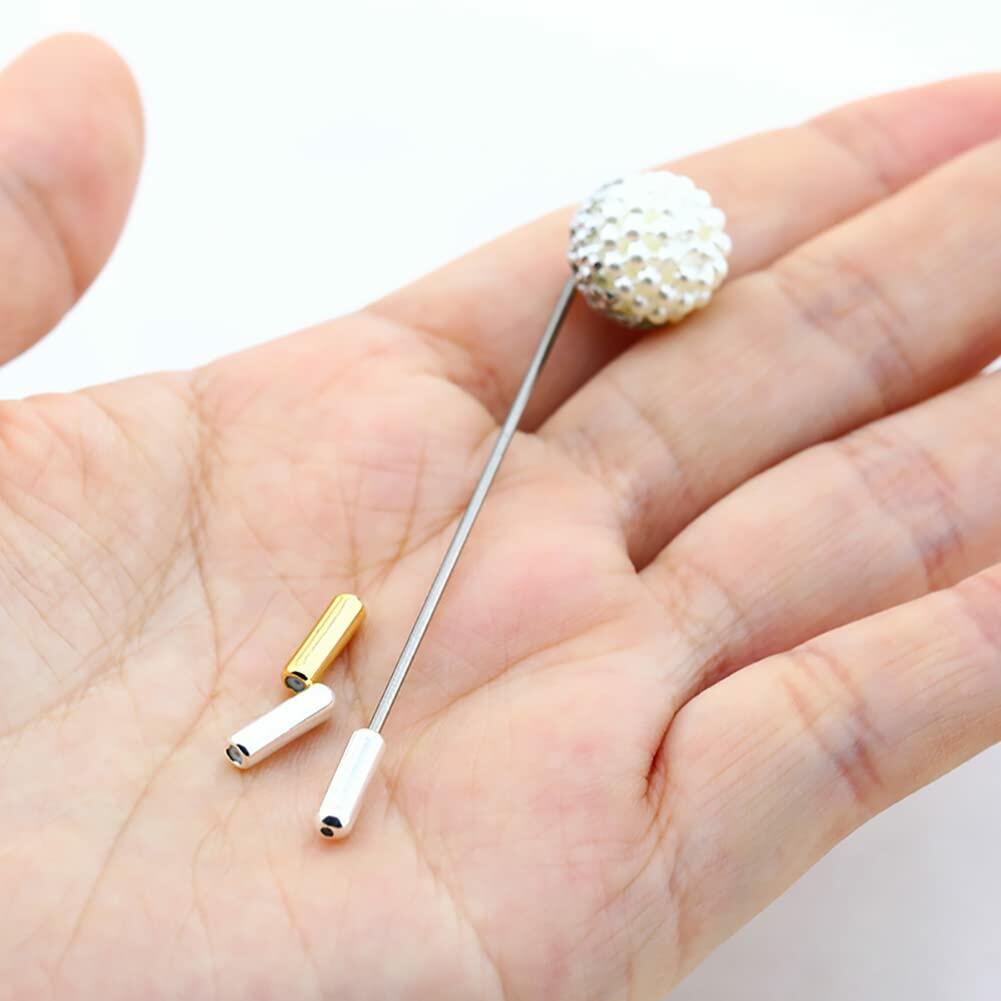 ccHuDE 50 Pcs Metal Brooch Pin Backings Safety Pin End Caps Gold