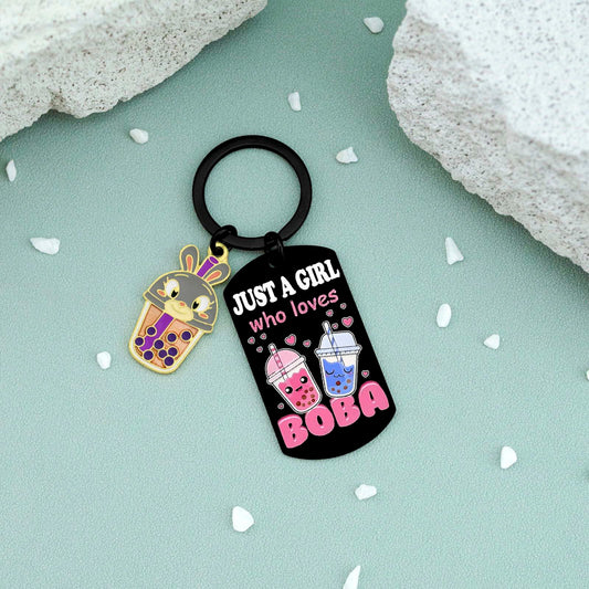 Crizaor Boba Tea Keychain Ornament Just a Girl Who Loves Boba 5"