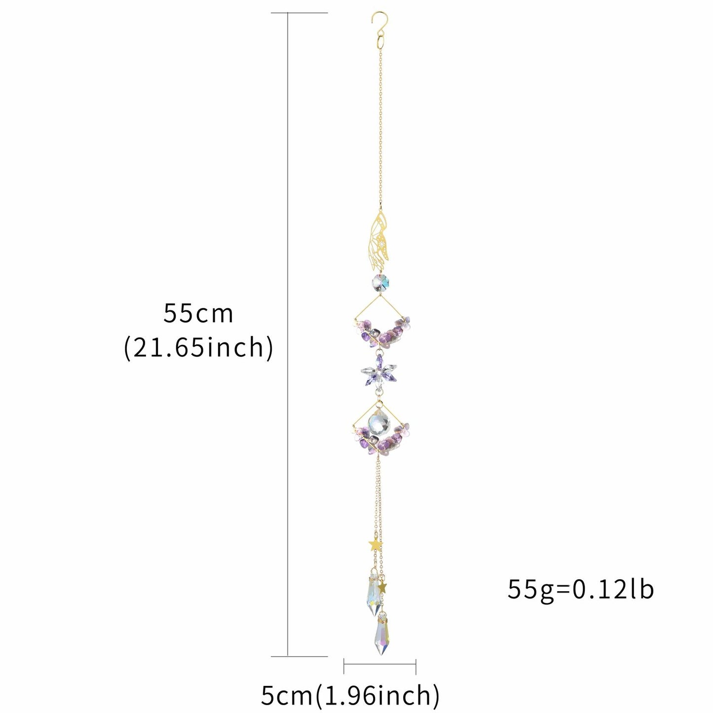 Venusorn Natural Crystal Flower Chains Purple - Window Décor Sun Catchers