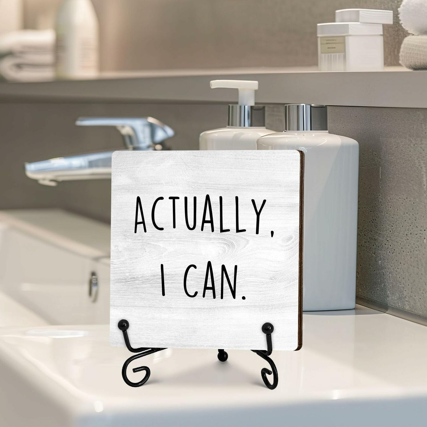 Funny Desk Decor Actually I Can Sign Home Office Shelf 5x5 Inches