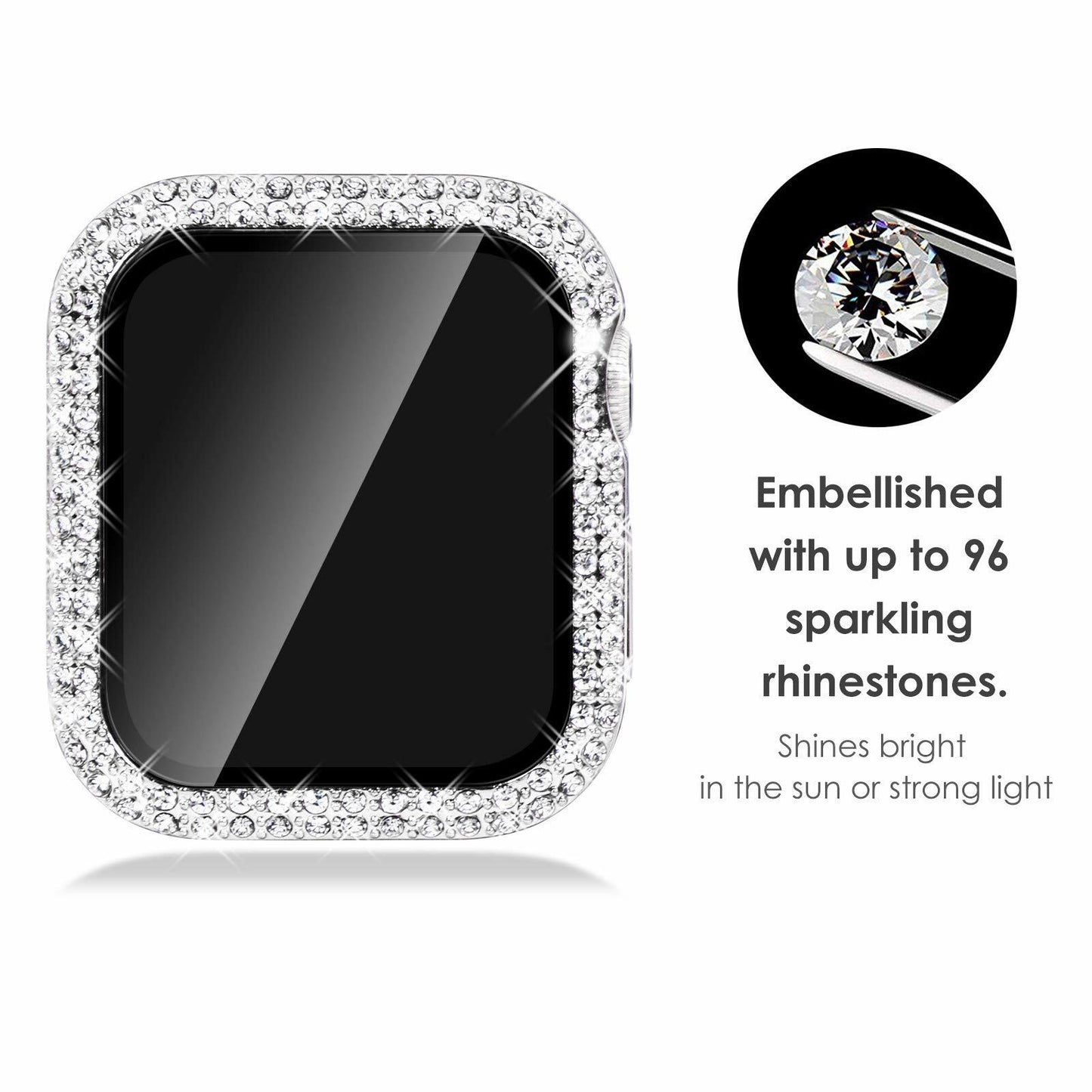 NewWays 2-Pack Apple Watch Case 44mm SE Series 4/5/6 Silver/Clear