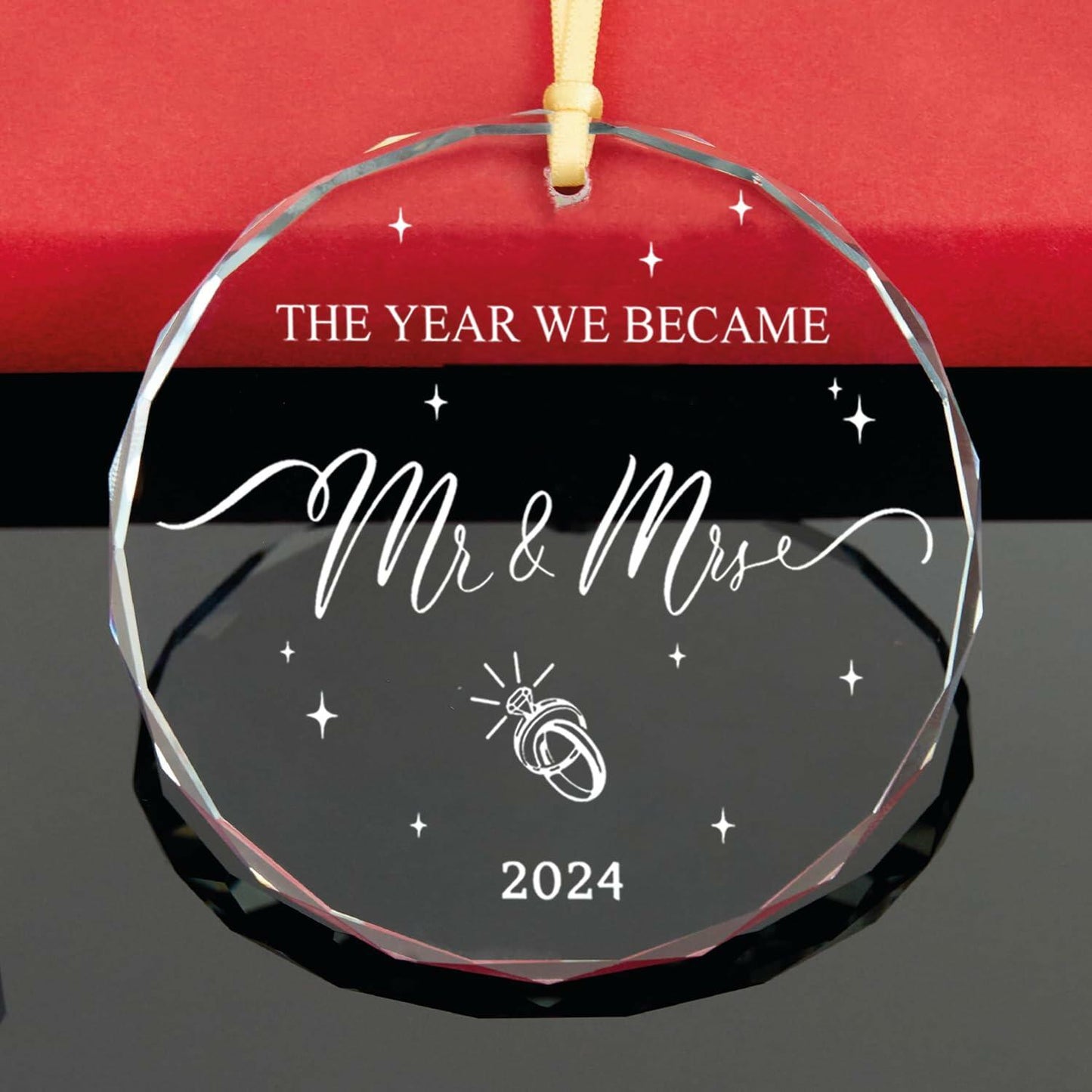 RchSLK Wedding Crystal Ornaments Mr and Mrs Our First Married 2024 Gift