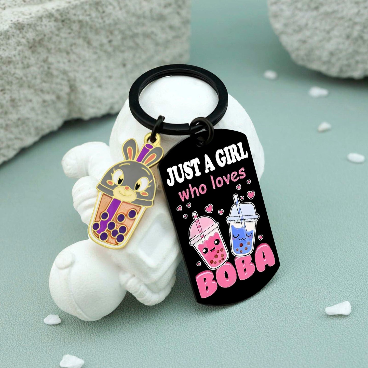 Crizaor Boba Tea Keychain Ornament Just a Girl Who Loves Boba 5"