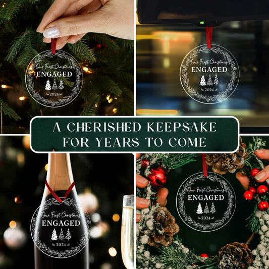 Our First Christmas Mr & Mrs 2024 Crystal Glass Ornament Wedding Gift