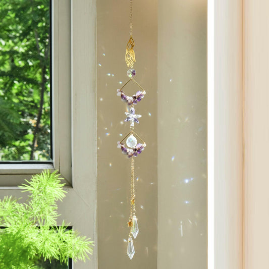 Venusorn Natural Crystal Flower Chains Purple - Window Décor Sun Catchers