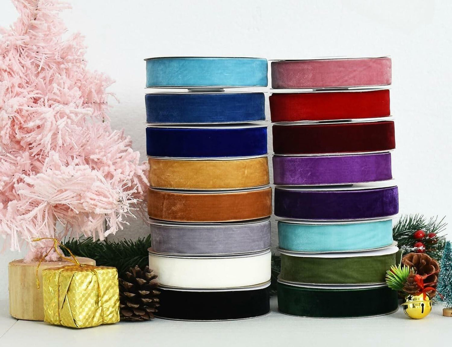 Abbaoww Pink Velvet Ribbon 5/8 Inch Single Face 25 Yards Craft DIY
