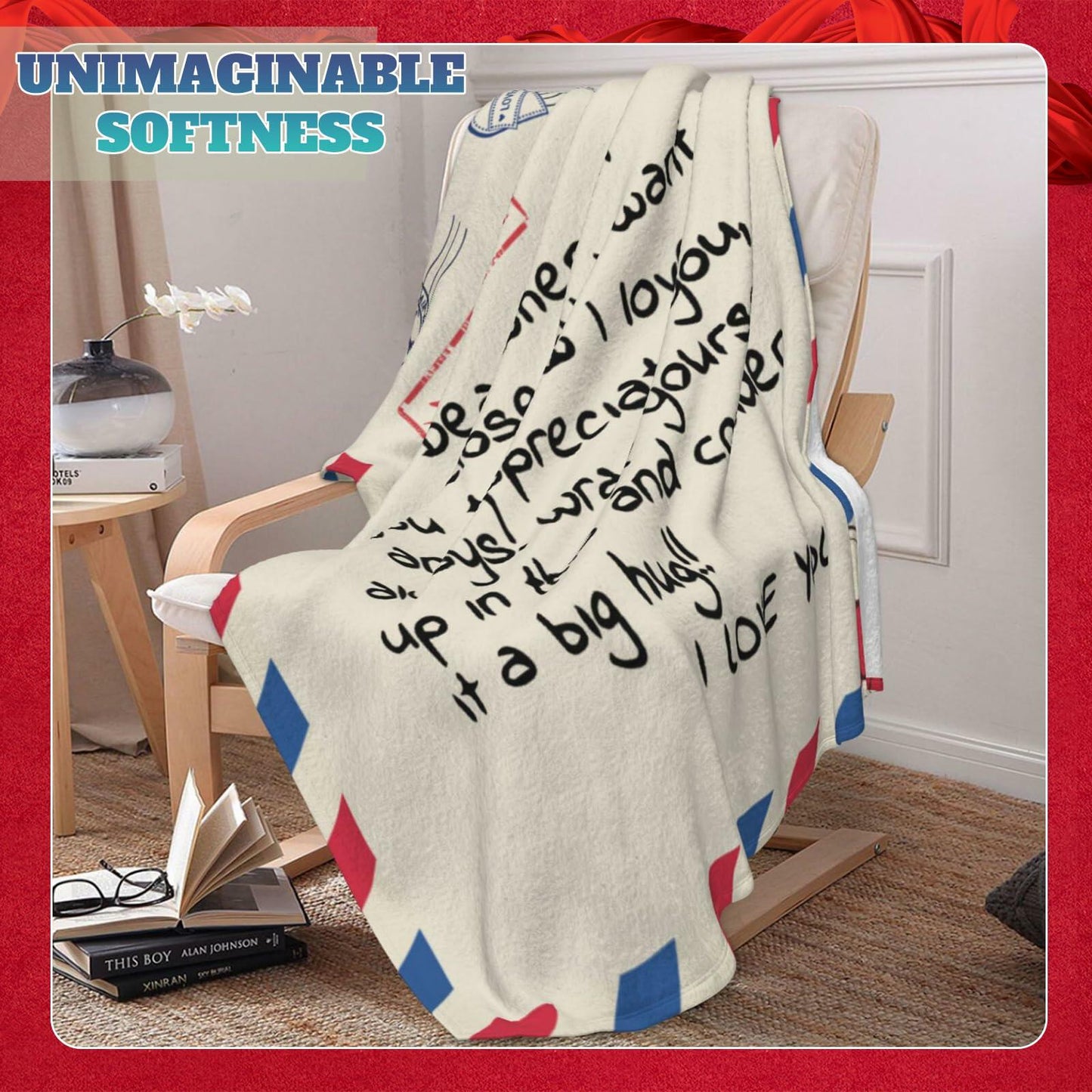 Dear Mom Blanket I Love You Letter Warm Soft Throw Blanket 80x60