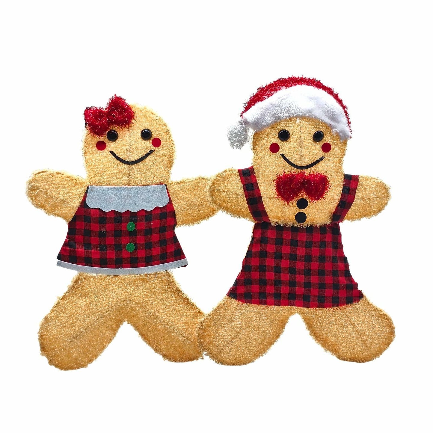 ATTBEA 2FT Pre-lit Gingerbread Man Yard Decoration Set of 2 Warm White LEDs
