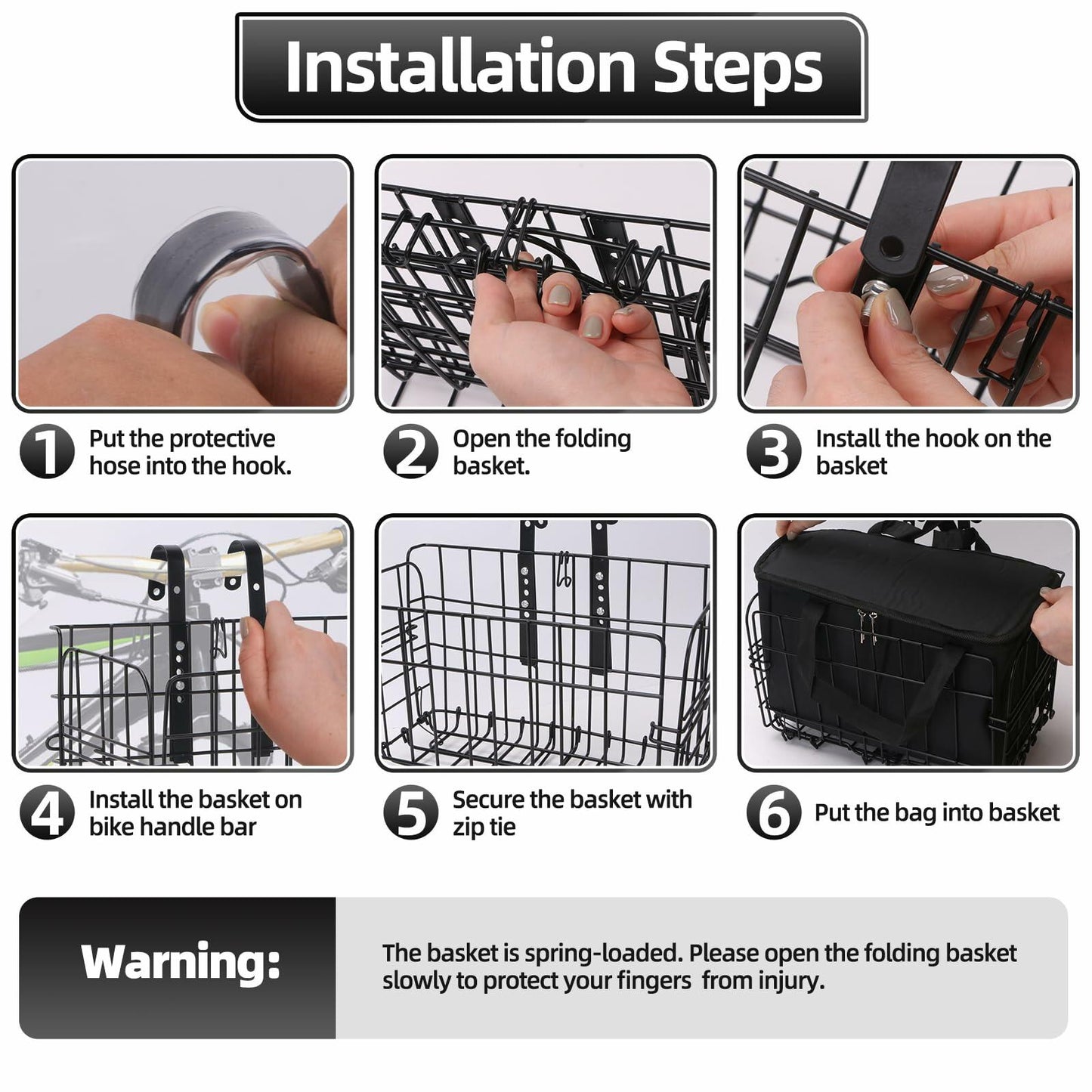 Meta Bike Basket Foldable Front Quick Release Large Black Bicycle Accessory