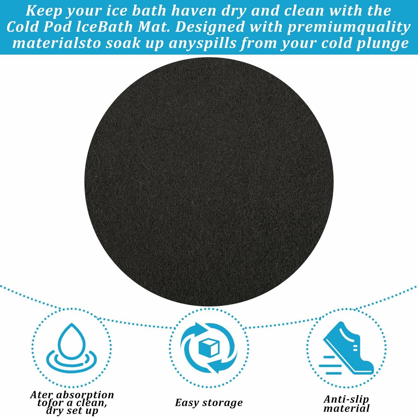 Ice Bath Mat Cold Pod Mat 59in for Ice Bath Tub Protective Floor Mat