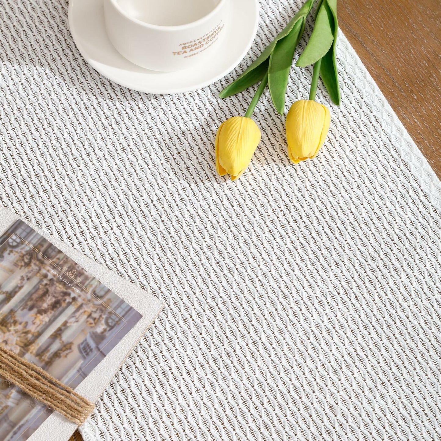 LUOYEHK Boho Table Runner With Fringe 12x108 Inch White Farmhouse Rustic