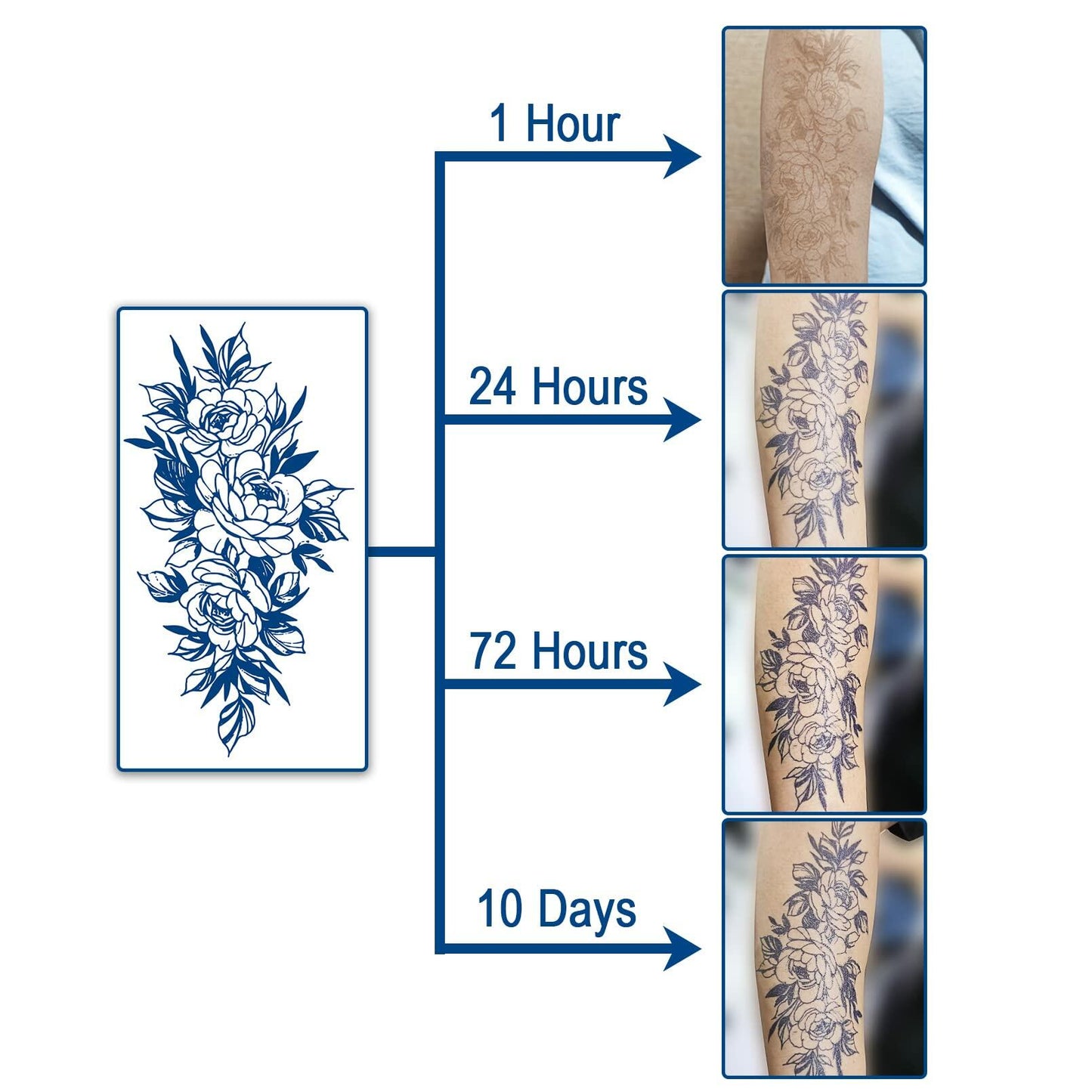 Aresvns Semi-Permanent Waterproof Temporary Tattoo Dark Blue Long-Lasting