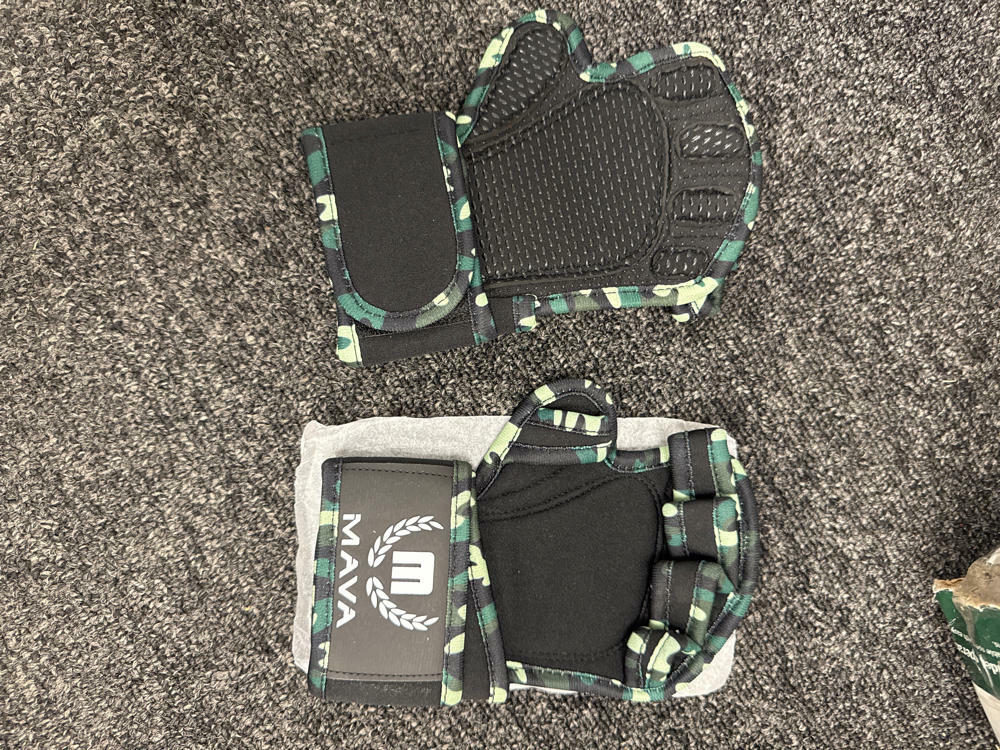 MAVA Padded Weight Lifting Gloves with Wrist Support Fingerless Black