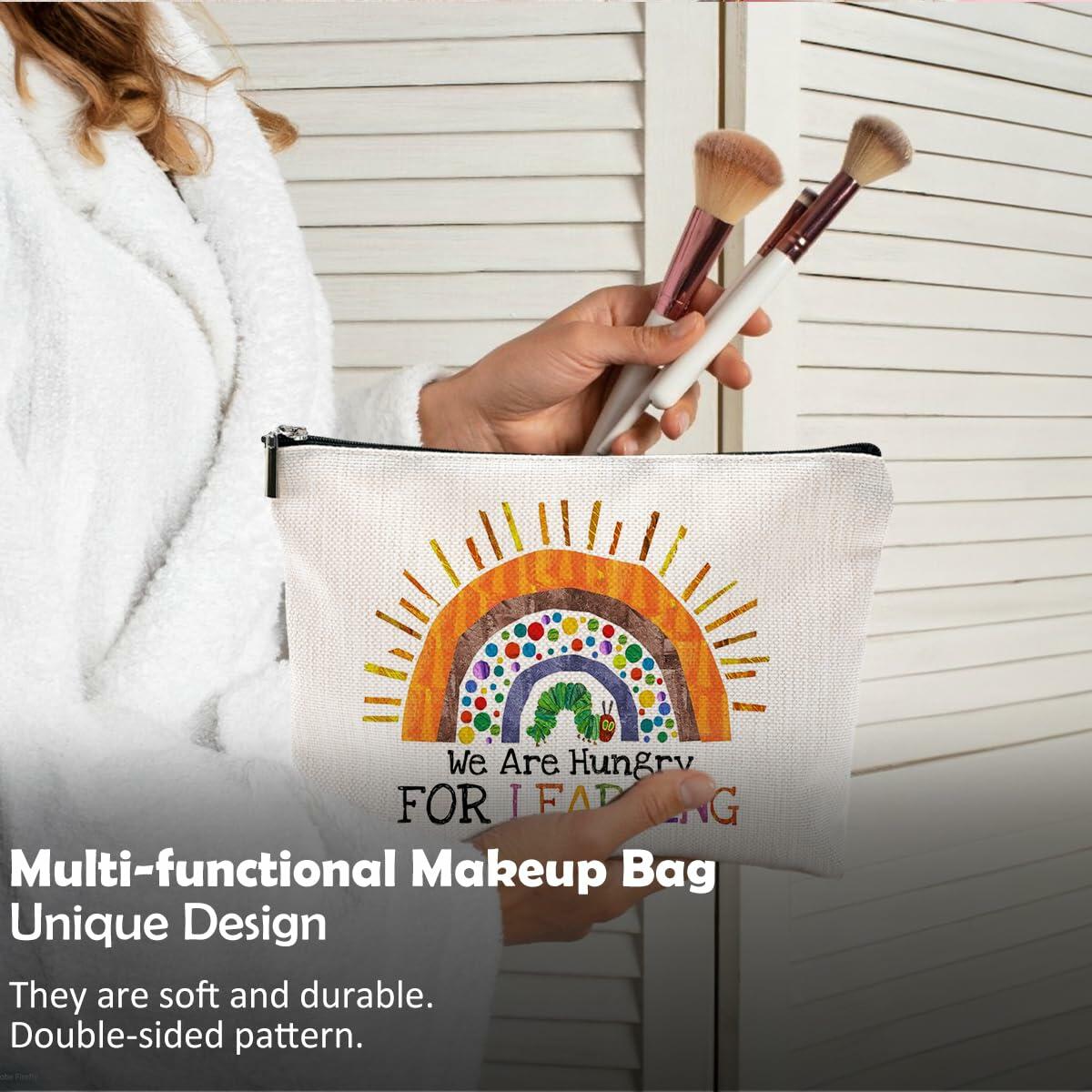 QGFM Teacher Makeup Bag Rainbow Cosmetic Purse Multicolor Travel Pouch