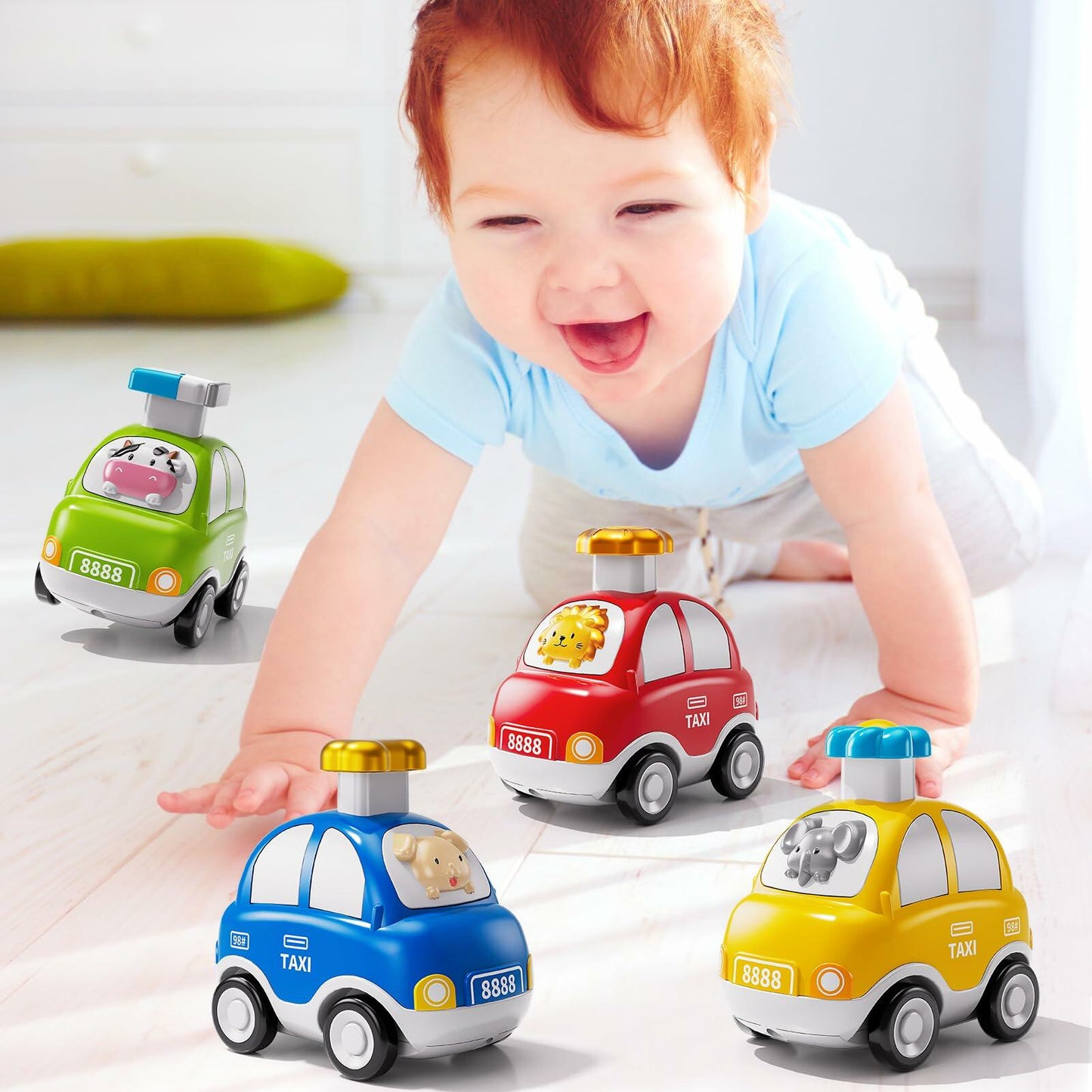 JUKUDAHU Animal Press and Go Car Toys for Toddlers Ages 1-5 Boys Girls
