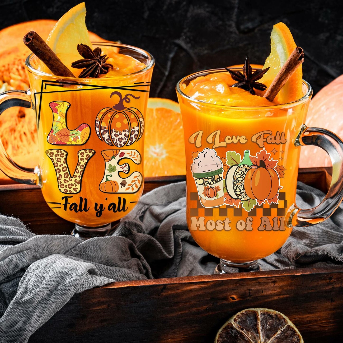 AFRITEE Transfer Stickers 8 Sheets Orange Thanksgiving Autumn Pumpkin Decor