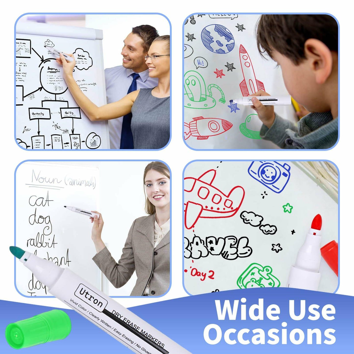 Utron Dry Erase Markers 22 Pack 4 Colors Whiteboard Markers School Office