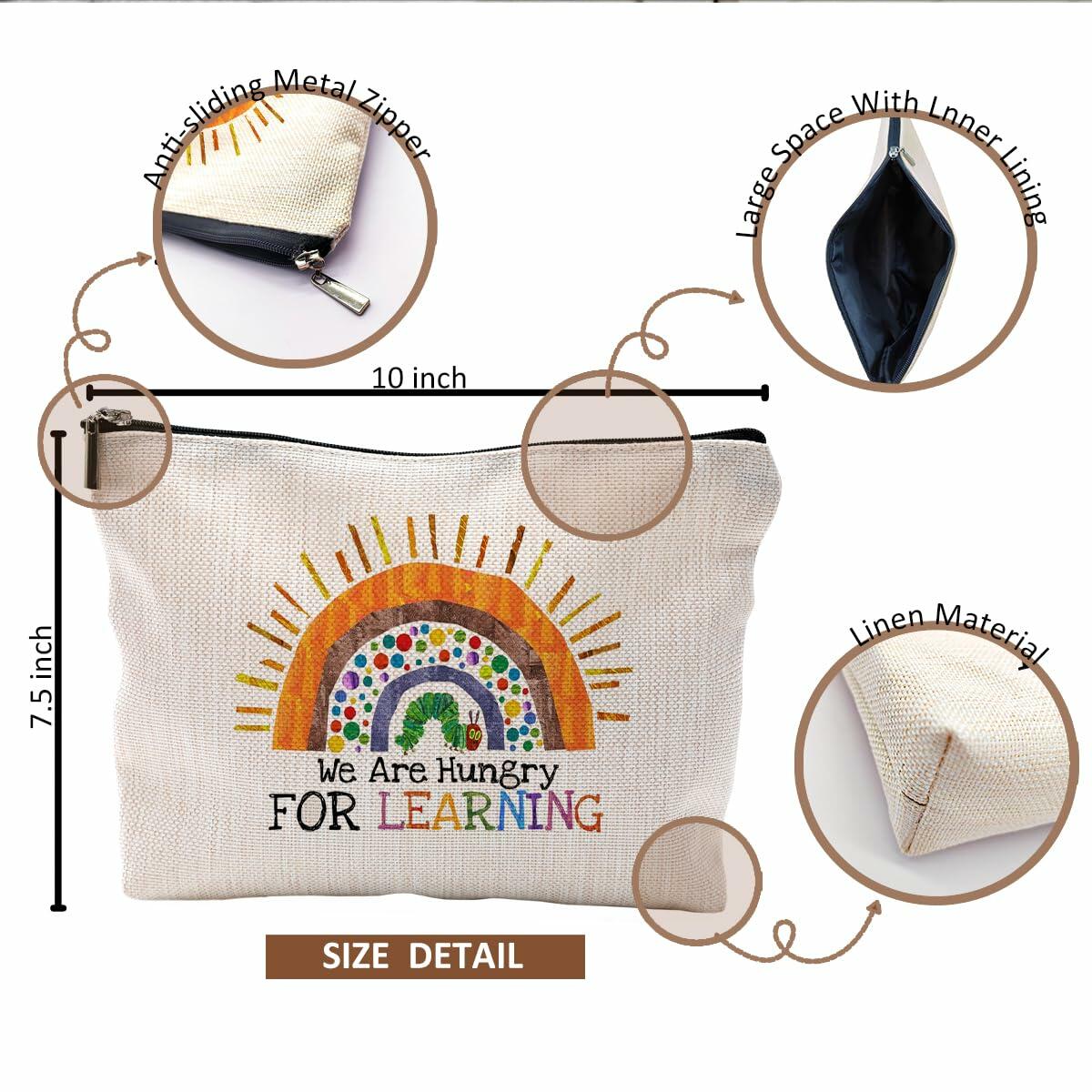 QGFM Teacher Makeup Bag Rainbow Cosmetic Purse Multicolor Travel Pouch