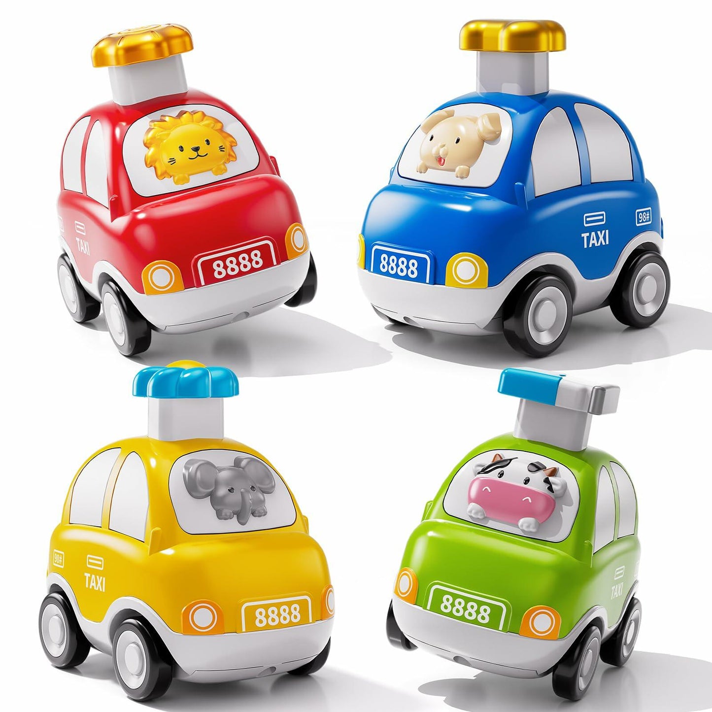 JUKUDAHU Animal Press and Go Car Toys for Toddlers Ages 1-5 Boys Girls