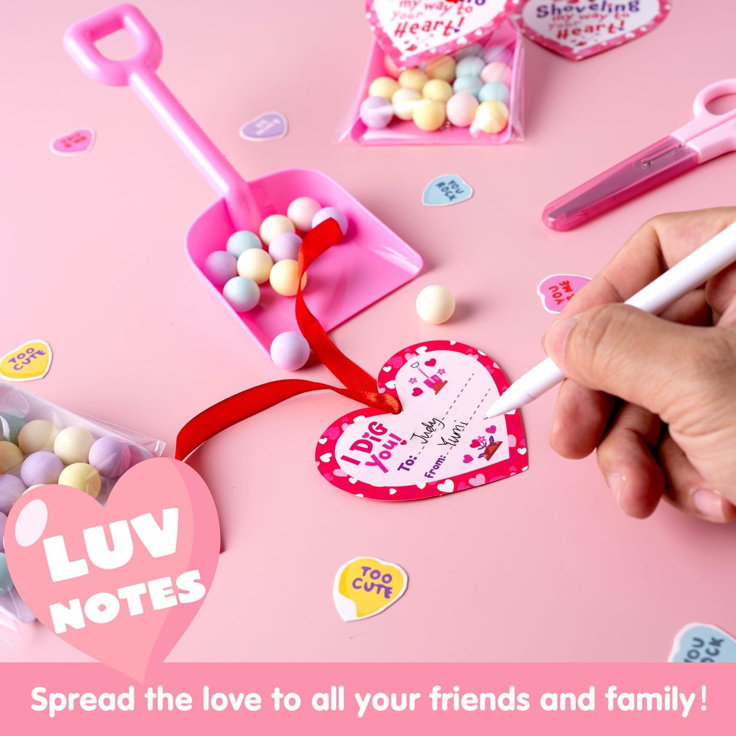 JOYIN 28 Plastic Toy Shovels Pink Red White Kids Party Favor Valentines