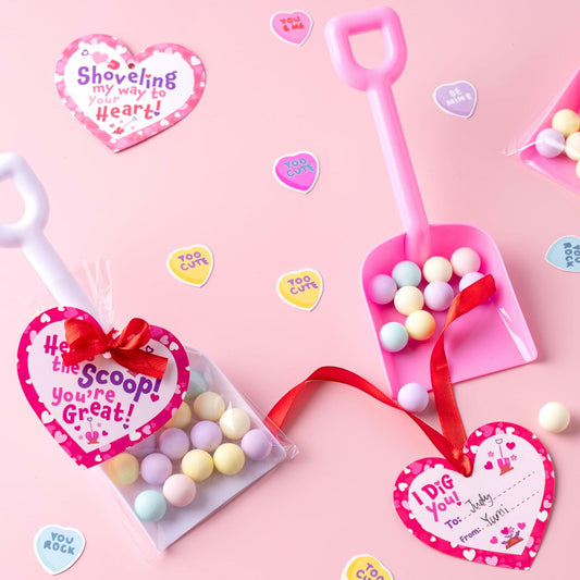JOYIN 28 Plastic Toy Shovels Pink Red White Kids Party Favor Valentines