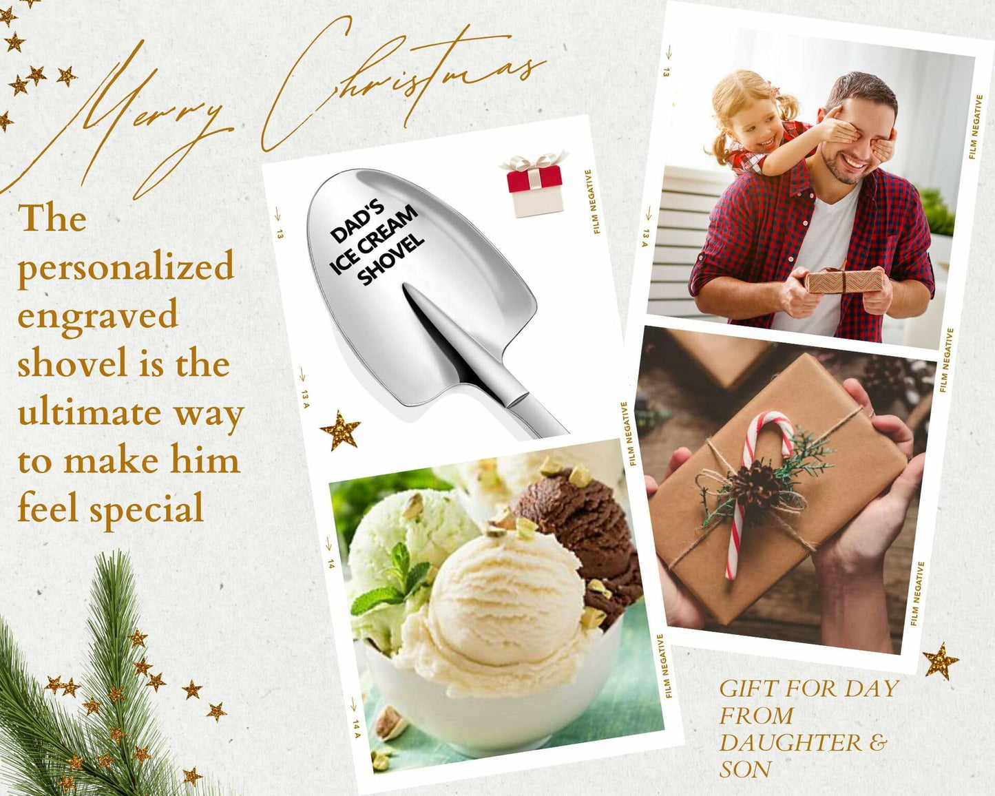 Funny Engraved Stainless Steel Ice Cream Shovel Gift for Dad Fathers Day