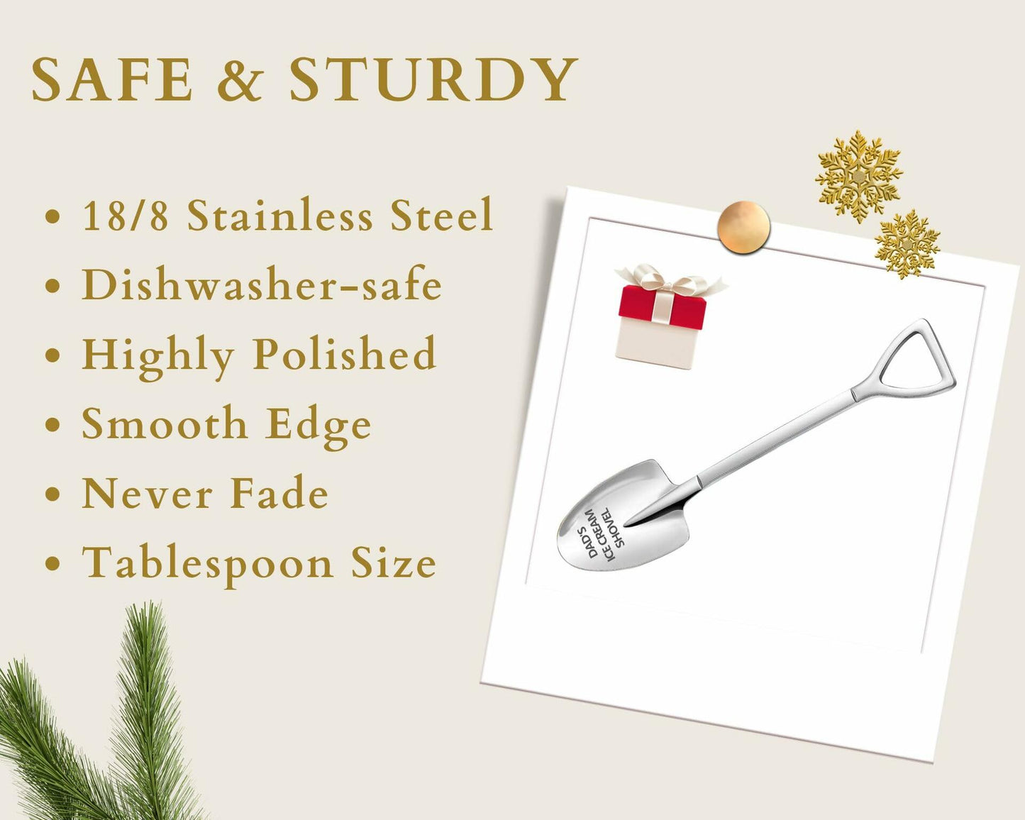 Funny Engraved Stainless Steel Ice Cream Shovel Gift for Dad Fathers Day