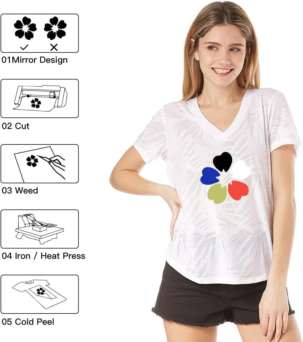 HTVRONT HTV Vinyl Roll 12" x 8ft Black Heat Transfer Vinyl for Shirts