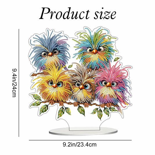 DIY Tabletop Diamond Art Kit Bird Crystal Cross Flower Painting Craft Kit