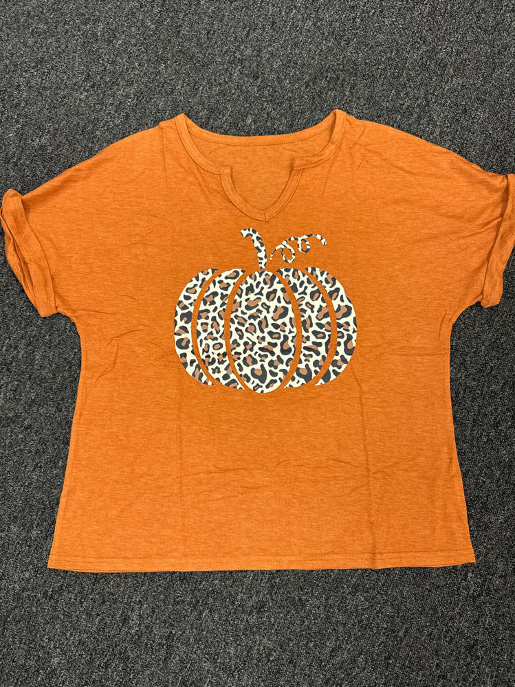 Buynaw Womens V Neck Floral Graphic T Shirt Orange Size XL