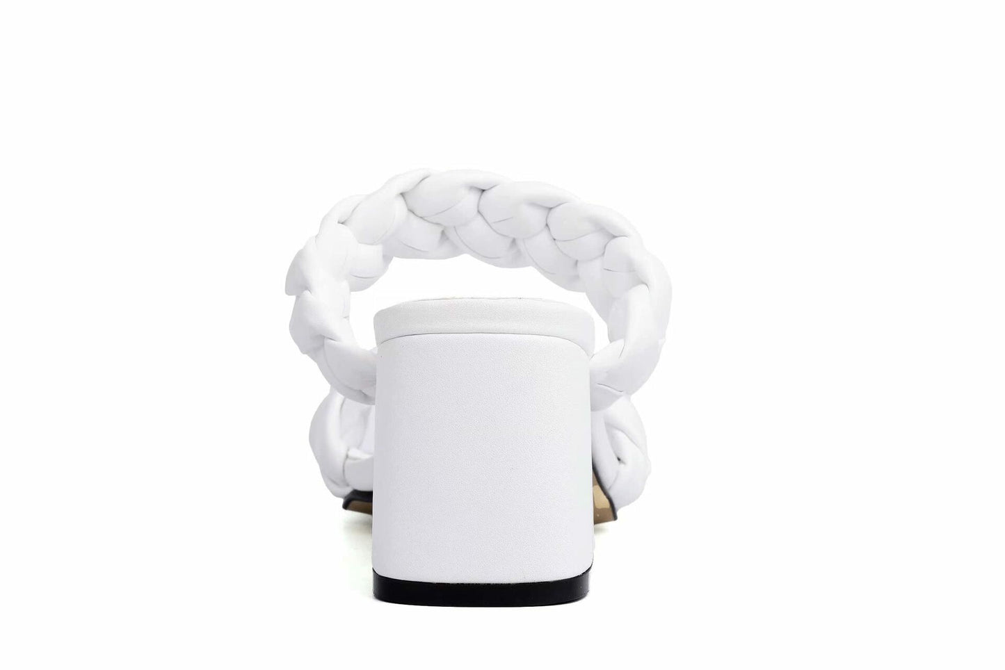 ComeShun Women Low Block Heel Mules Open Toe Ankle Strap White Size 6