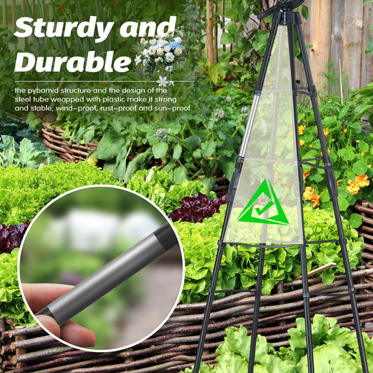 GOTRUTH Obelisk Trellis with Planter Boxes 63" Rustproof Outdoor Plant Support