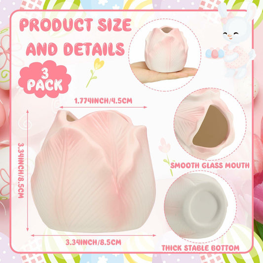 Sieral 3 Pcs Mini Tulip Ceramic Vase Tabletop Flower Pot Mother’s Day Gift