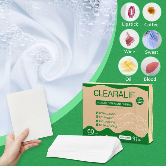 Laundry Detergent Sheets Up to 60 Loads Fresh Unscented Lightweight Eco Friendly